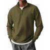 COOFANDY Mens Quarter Zip Pullover Long Sleeve Casual 1/4 Zip Sweatshirt Lightweight Solid Mock Neck Sweater Polo(Army Green)