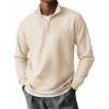 COOFANDY Mens Quarter Zip Pullover Long Sleeve Casual 1/4 Zip Sweatshirt Lightweight Solid Mock Neck Sweater Polo(Beige)