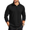 COOFANDY Mens Quarter Zip Pullover Long Sleeve Casual 1/4 Zip Sweatshirt Lightweight Solid Mock Neck Sweater Polo(Black)