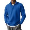 COOFANDY Mens Quarter Zip Pullover Long Sleeve Casual 1/4 Zip Sweatshirt Lightweight Solid Mock Neck Sweater Polo(Blue)