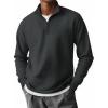 COOFANDY Mens Quarter Zip Pullover Long Sleeve Casual 1/4 Zip Sweatshirt Lightweight Solid Mock Neck Sweater Polo(Drak Grey)