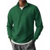 COOFANDY Mens Quarter Zip Pullover Long Sleeve Casual 1/4 Zip Sweatshirt Lightweight Solid Mock Neck Sweater Polo(Green)