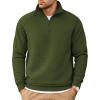 COOFANDY Mens Quarter Zip Pullover Quilted Sweatshirt Knit Long Sleeve Sweater Half Zip Polo Sweatshirts with Pocket(Army Green)