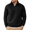 COOFANDY Mens Quarter Zip Pullover Quilted Sweatshirt Knit Long Sleeve Sweater Half Zip Polo Sweatshirts with Pocket(Black)