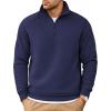 COOFANDY Mens Quarter Zip Pullover Quilted Sweatshirt Knit Long Sleeve Sweater Half Zip Polo Sweatshirts with Pocket(Navy Blue)