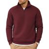 COOFANDY Mens Quarter Zip Pullover Quilted Sweatshirt Knit Long Sleeve Sweater Half Zip Polo Sweatshirts with Pocket(Red)