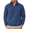 COOFANDY Mens Quarter Zip Pullover Quilted Sweatshirt Knit Long Sleeve Sweater Half Zip Polo Sweatshirts with Pocket(Slate Blue)