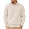 COOFANDY Mens Quarter Zip Pullover Quilted Sweatshirt Knit Long Sleeve Sweater Half Zip Polo Sweatshirts with Pocket(White)