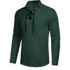 COOFANDY Mens Scottish Jacobite Ghillie Kilt Shirts Medieval Renaissance Pirate Costume Long Sleeve Lace Up Henley Shirt(Deep Green)