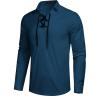 COOFANDY Mens Scottish Jacobite Ghillie Kilt Shirts Medieval Renaissance Pirate Costume Long Sleeve Lace Up Henley Shirt(Peacock Blue)