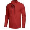 COOFANDY Mens Scottish Jacobite Ghillie Kilt Shirts Medieval Renaissance Pirate Costume Long Sleeve Lace Up Henley Shirt(Red)
