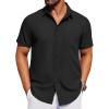 COOFANDY Men’s Short Sleeve Button Down Shirt Casual Untucked Dress Shirt Stretch Denim Shirt(Black)