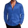 COOFANDY Men’s Silk Satin Dress Shirts Jacquard Long Sleeve Floral Button Up Shirts Party Prom Wedding Shirt(Blue Rose Jacquard)