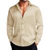 COOFANDY Men’s Silk Satin Dress Shirts Jacquard Long Sleeve Floral Button Up Shirts Party Prom Wedding Shirt(Cream Rose)