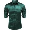 COOFANDY Men’s Silk Satin Dress Shirts Jacquard Long Sleeve Floral Button Up Shirts Party Prom Wedding Shirt(Green Rose Jacquard)
