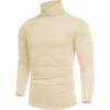 COOFANDY Men’s Slim Fit Turtleneck Cotton T Shirts Casual Long Sleeve Lightweight Pullover Sweater Basic Tops(Beige)