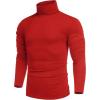 COOFANDY Men’s Slim Fit Turtleneck Cotton T Shirts Casual Long Sleeve Lightweight Pullover Sweater Basic Tops(Red)