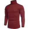 COOFANDY Men’s Slim Fit Turtleneck Cotton T Shirts Casual Long Sleeve Lightweight Pullover Sweater Basic Tops(Wine Red)