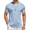COOFANDY Mens T-Shirts Short Sleeve Plain Tshirts Casual Crew Neck Basic T Shirt Soft Cooling Fitted Stretch Tee Shirts(Light Blue)
