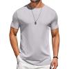 COOFANDY Mens T-Shirts Short Sleeve Plain Tshirts Casual Crew Neck Basic T Shirt Soft Cooling Fitted Stretch Tee Shirts(Light Grey)