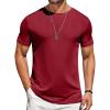 COOFANDY Mens T-Shirts Short Sleeve Plain Tshirts Casual Crew Neck Basic T Shirt Soft Cooling Fitted Stretch Tee Shirts(Wine Red)