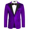 COOFANDY Mens Tuxedo Jacket Slim Fit Velvet Blazer One Button Suit Jacket for Wedding Prom Party(Purple)