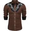 COOFANDY Men’s Western Cowboy Shirt Long Sleeve Slim Fit Rose Embroidered Cotton Casual Button Down Shirts