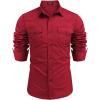 COOFANDY Men’s Western Cowboy Shirts Long Sleeve Cotton Casual Button Down Work Shirt with Pockets(Red-a)
