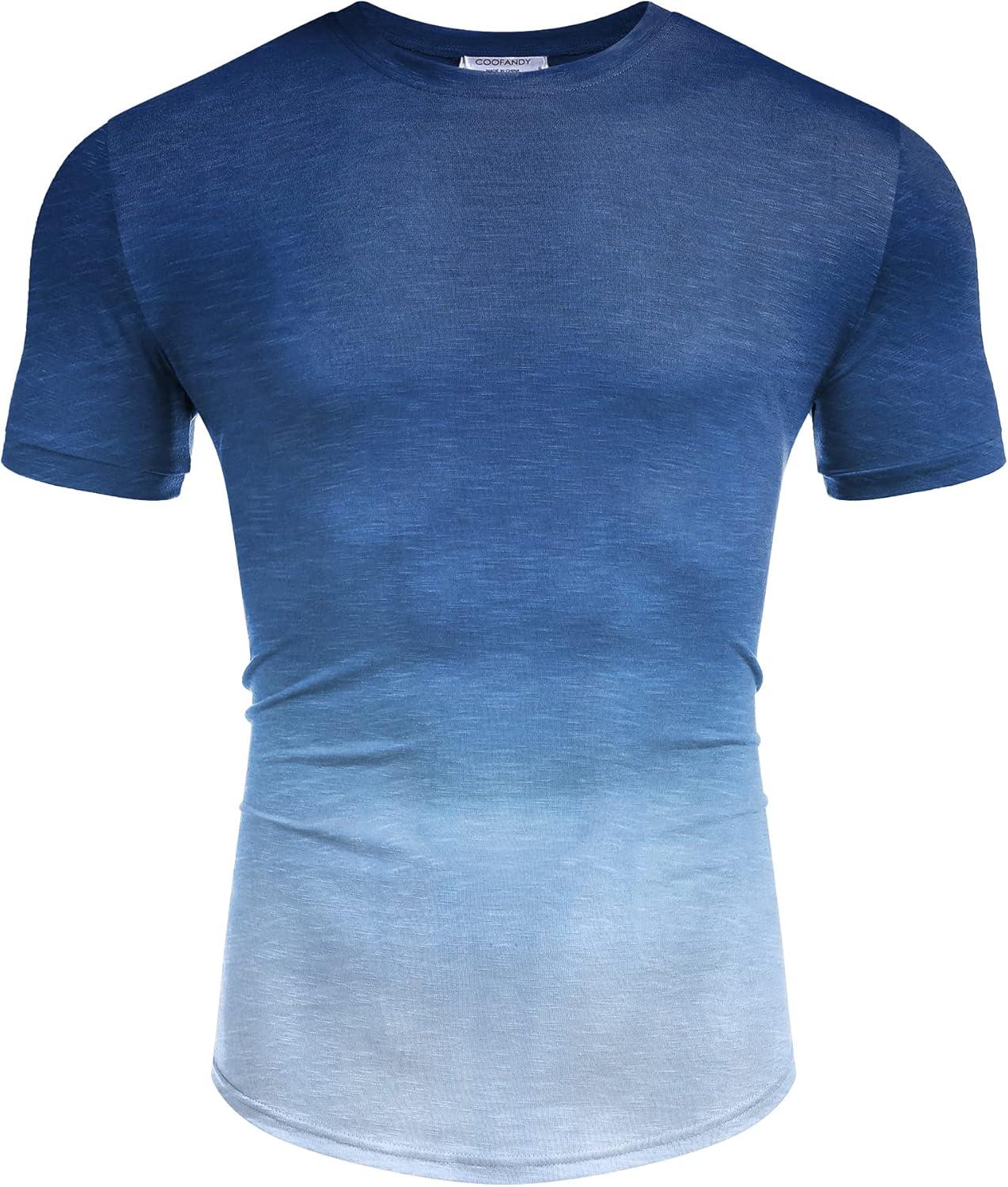 imageCOOFANDY Men Muscle Workout T Shirt Gym Bodybuilding Active Short Sleeve Tee Top BlackOne Piece Pattern13 Tie Dye Print