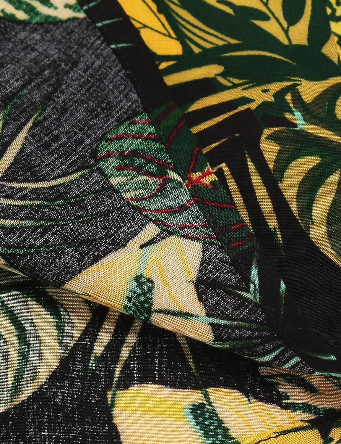 imageCOOFANDY Mens Hawaiian Matching Shirt and Shorts Set Summer Beach 2 Piece Outfits Short Sleeve Cuban Shirts and ShortsRainforestyellow