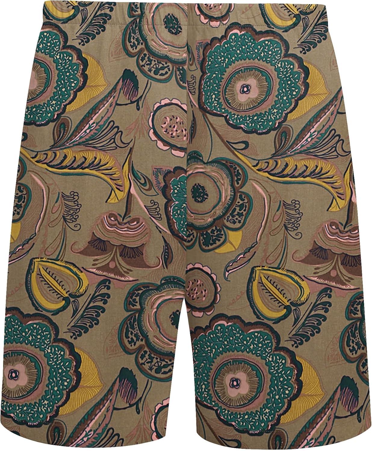 imageCOOFANDY Mens Hawaiian Matching Shirt and Shorts Set Summer Beach 2 Piece Outfits Short Sleeve Cuban Shirts and ShortsRetro Brown