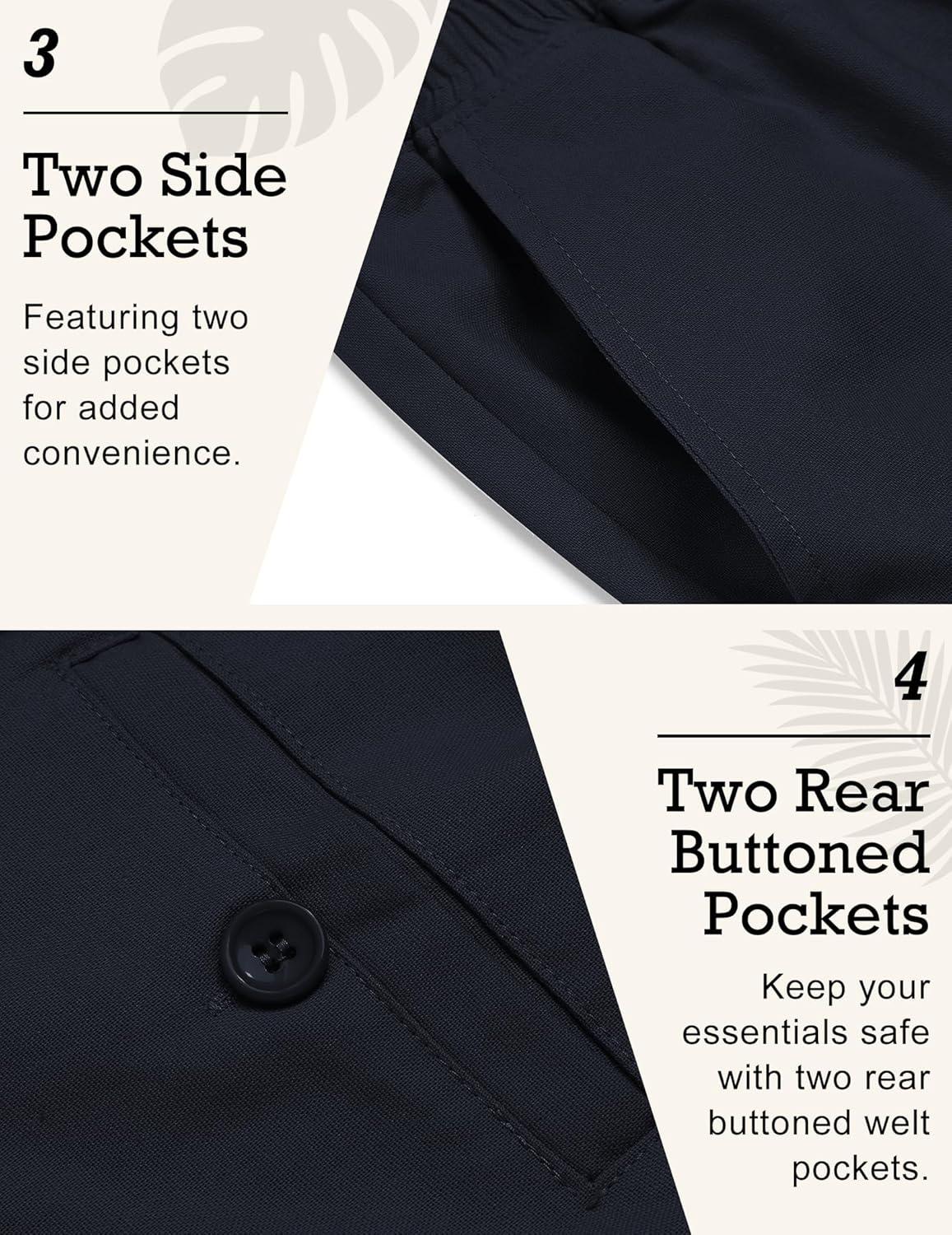 imageCOOFANDY Mens Linen Pants Casual Beach Summer Pant Elastic Waist Drawstring Lightweight TrousersNavy Blue