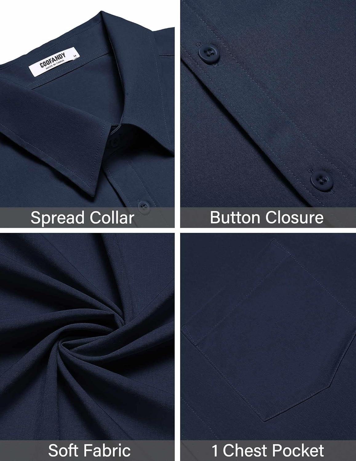 imageCOOFANDY Mens Short Sleeve Button Down Shirt Casual Summer Beach Shirts Vacation Wedding Shirt with PocketIndigo