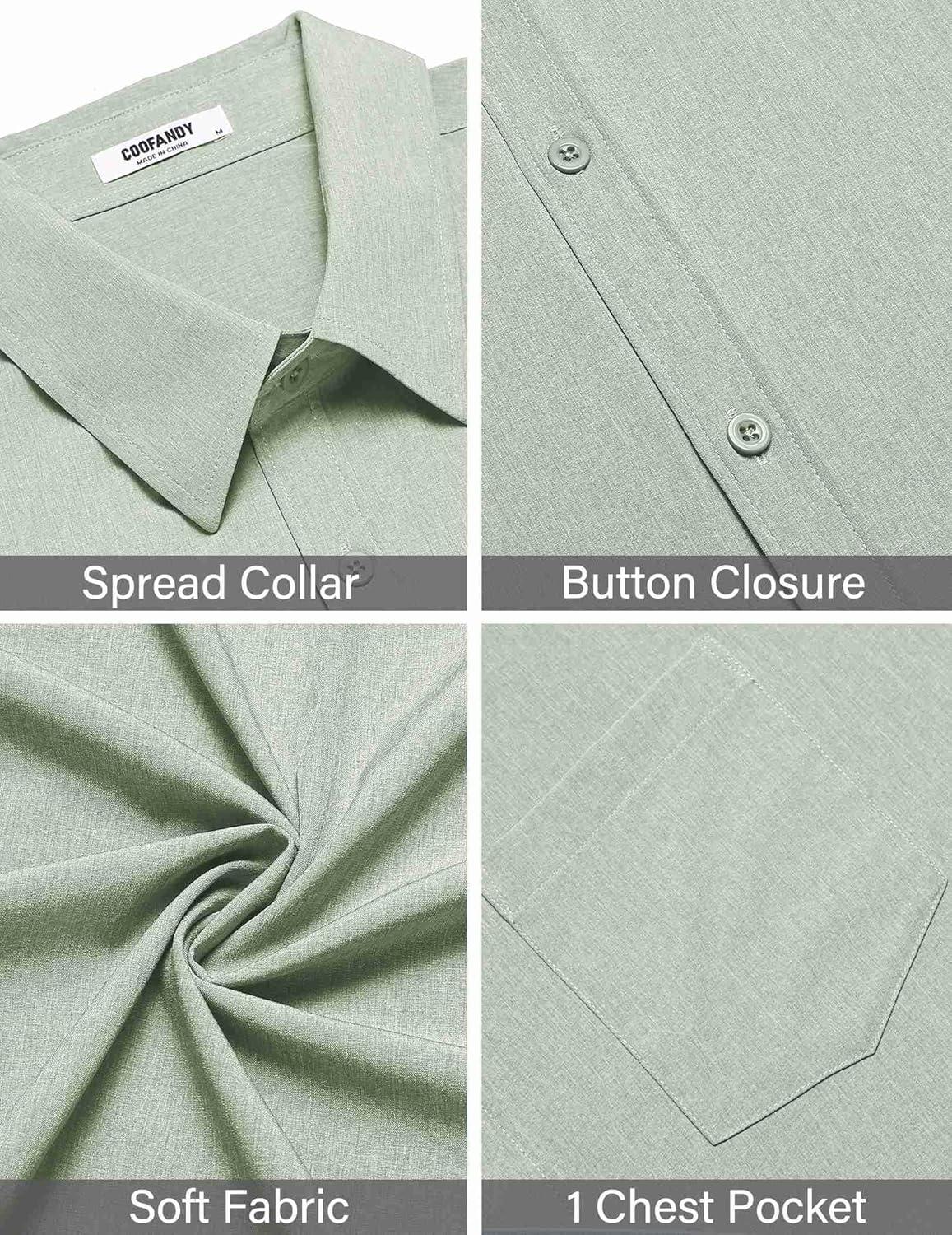 imageCOOFANDY Mens Short Sleeve Button Down Shirt Casual Summer Beach Shirts Vacation Wedding Shirt with PocketMint Green