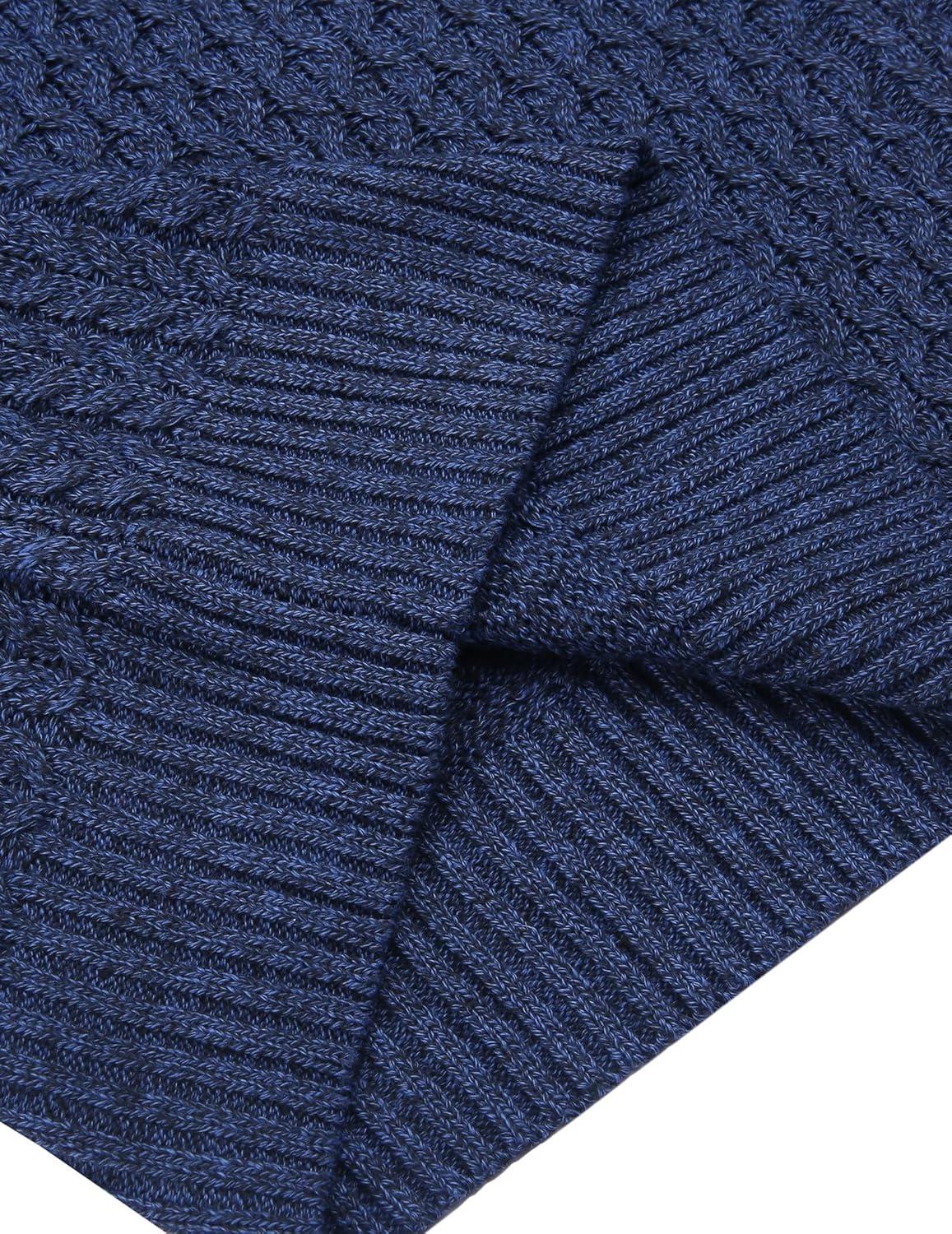 imageCOOFANDY Mens Slim Fit Turtleneck Sweater Casual Knitted Twisted Pullover Solid SweatersColorful Blue