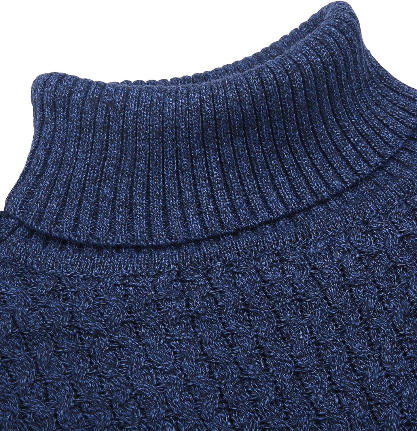 imageCOOFANDY Mens Slim Fit Turtleneck Sweater Casual Knitted Twisted Pullover Solid SweatersColorful Blue