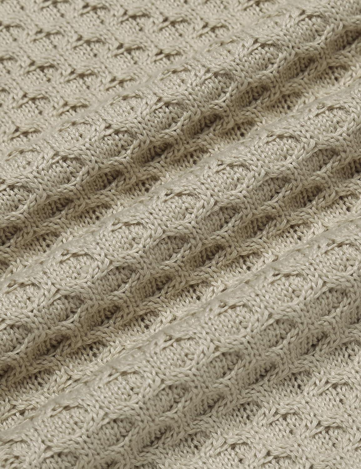 imageCOOFANDY Mens Slim Fit Turtleneck Sweater Casual Knitted Twisted Pullover Solid SweatersLight Khaki