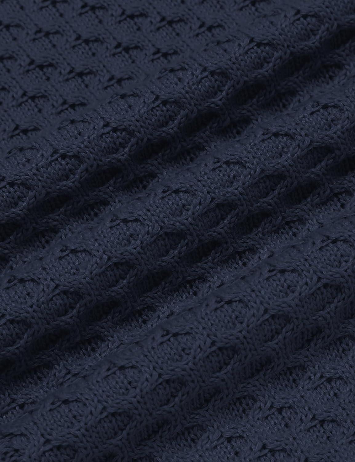 imageCOOFANDY Mens Slim Fit Turtleneck Sweater Casual Knitted Twisted Pullover Solid SweatersNave Blue