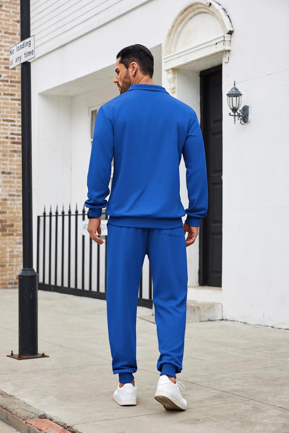 imageCOOFANDY Mens Tracksuit 2 Piece Quarter Zip Sweatsuit Sets Casual Athletic Running Jogging Suits