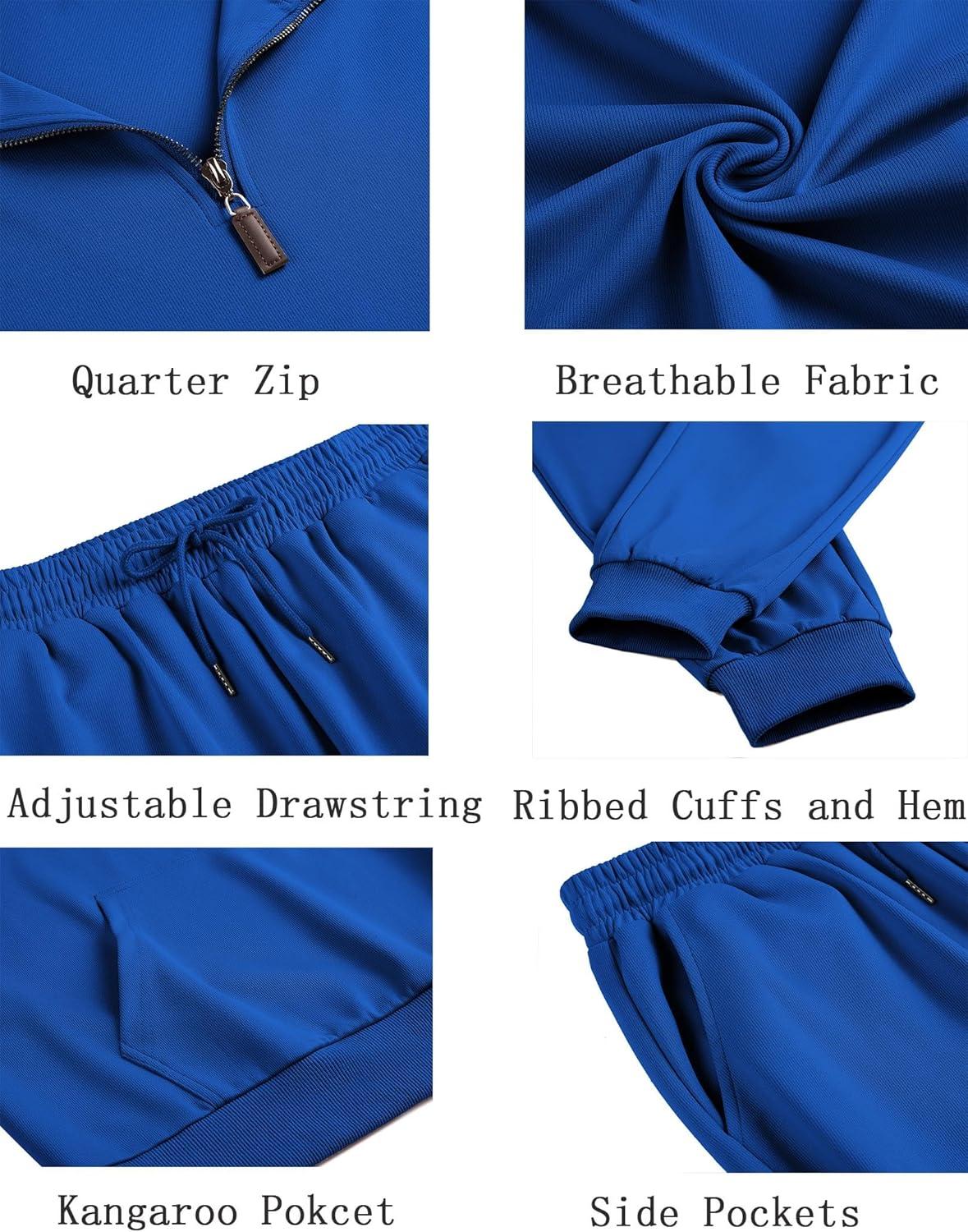 imageCOOFANDY Mens Tracksuit 2 Piece Quarter Zip Sweatsuit Sets Casual Athletic Running Jogging Suits