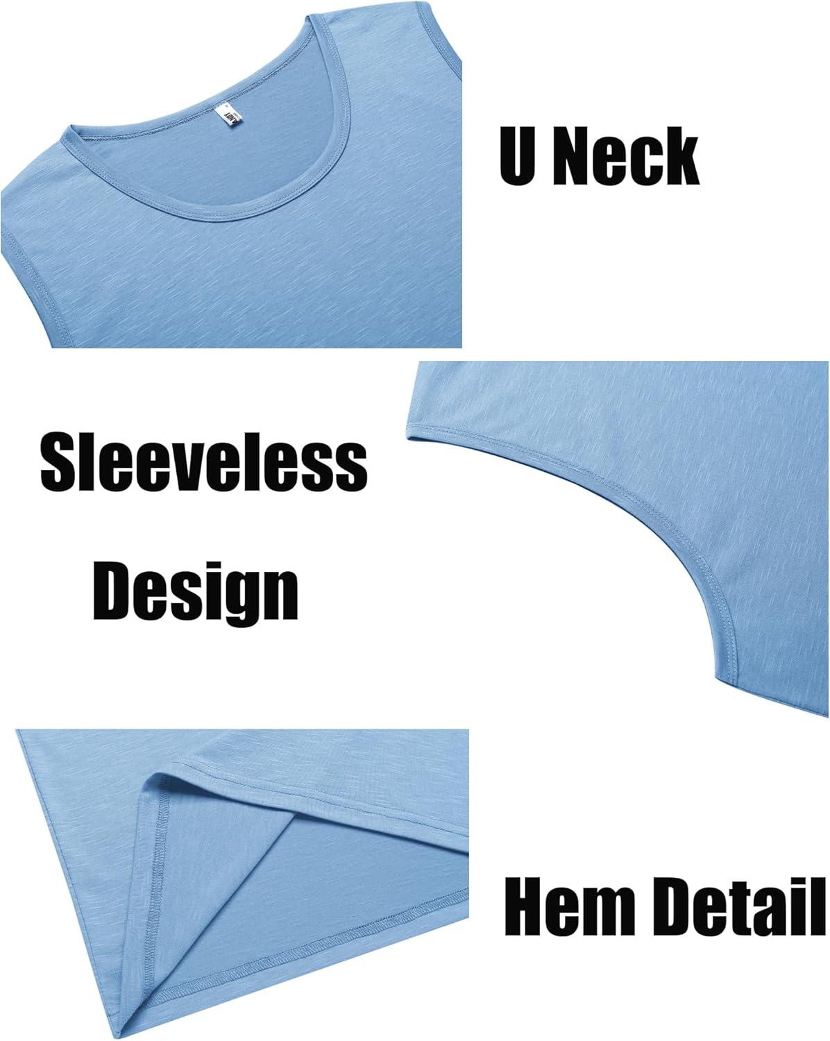 imageCOOFANDY Mens Workout Tank Top 2 Pack Casual Soft Sleeveless Gym Muscle Shirts Bodybuilding TeeWhitelight Blue