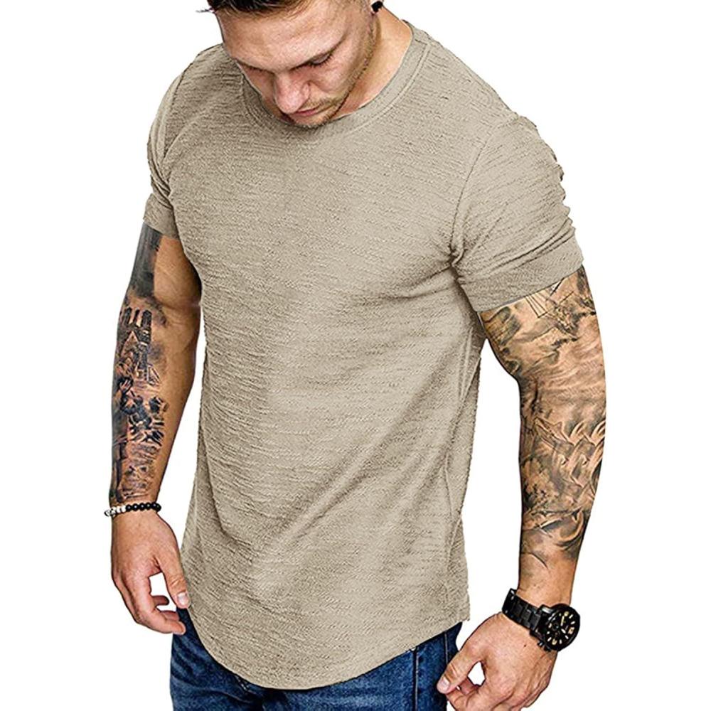 imageCOOFANDY Men Muscle Workout T Shirt Gym Bodybuilding Active Short Sleeve Tee Top BlackOne Piece Khaki