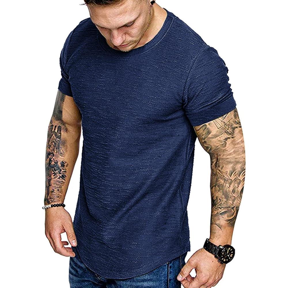 imageCOOFANDY Men Muscle Workout T Shirt Gym Bodybuilding Active Short Sleeve Tee Top BlackOne Piece Navy Blue