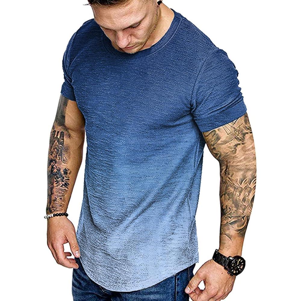 imageCOOFANDY Men Muscle Workout T Shirt Gym Bodybuilding Active Short Sleeve Tee Top BlackOne Piece Pattern13 Tie Dye Print