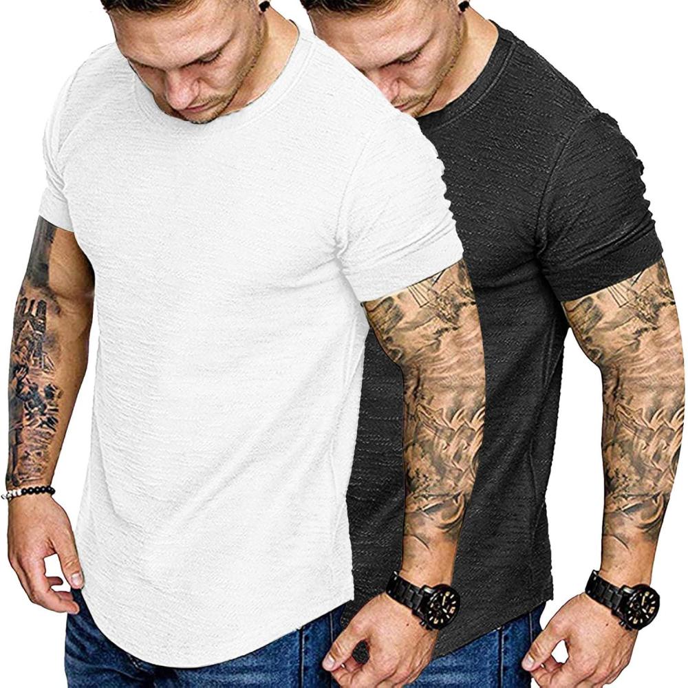 imageCOOFANDY Men Muscle Workout T Shirt Gym Bodybuilding Active Short Sleeve Tee Top BlackTwo Pack BlackWhite