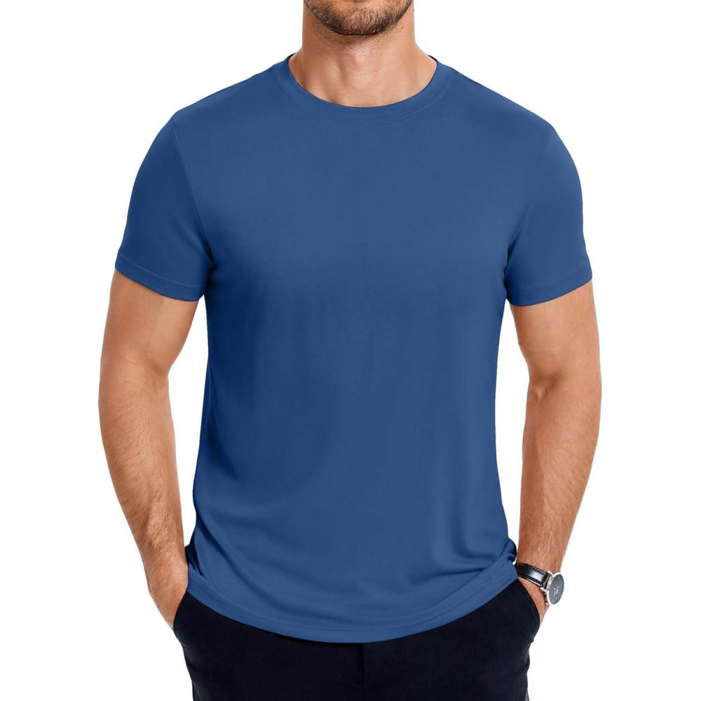 imageCOOFANDY Mens Short Sleeve TShirts Crew Neck Casual Summer T Shirts 13 Pack Basic Tee ShirtAdark Blue 1pack