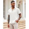 COOFANDY Button Down Shirt for Men Short Sleeve Casual Shirt Summer Beach Vacation Shirt with Pocket(A-white)