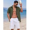 COOFANDY Button Down Shirt for Men Short Sleeve Casual Shirt Summer Beach Vacation Shirt with Pocket(Dark Army Green)