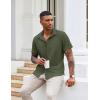 COOFANDY Button Down Shirt for Men Short Sleeve Casual Shirt Summer Beach Vacation Shirt with Pocket(Dark Army Green)