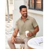 COOFANDY Button Down Shirt for Men Short Sleeve Casual Shirt Summer Beach Vacation Shirt with Pocket(Light Khaki)